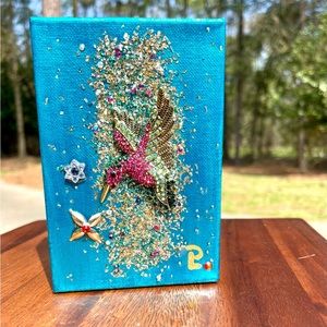 Mixed Media Hummingbird Art Painting
